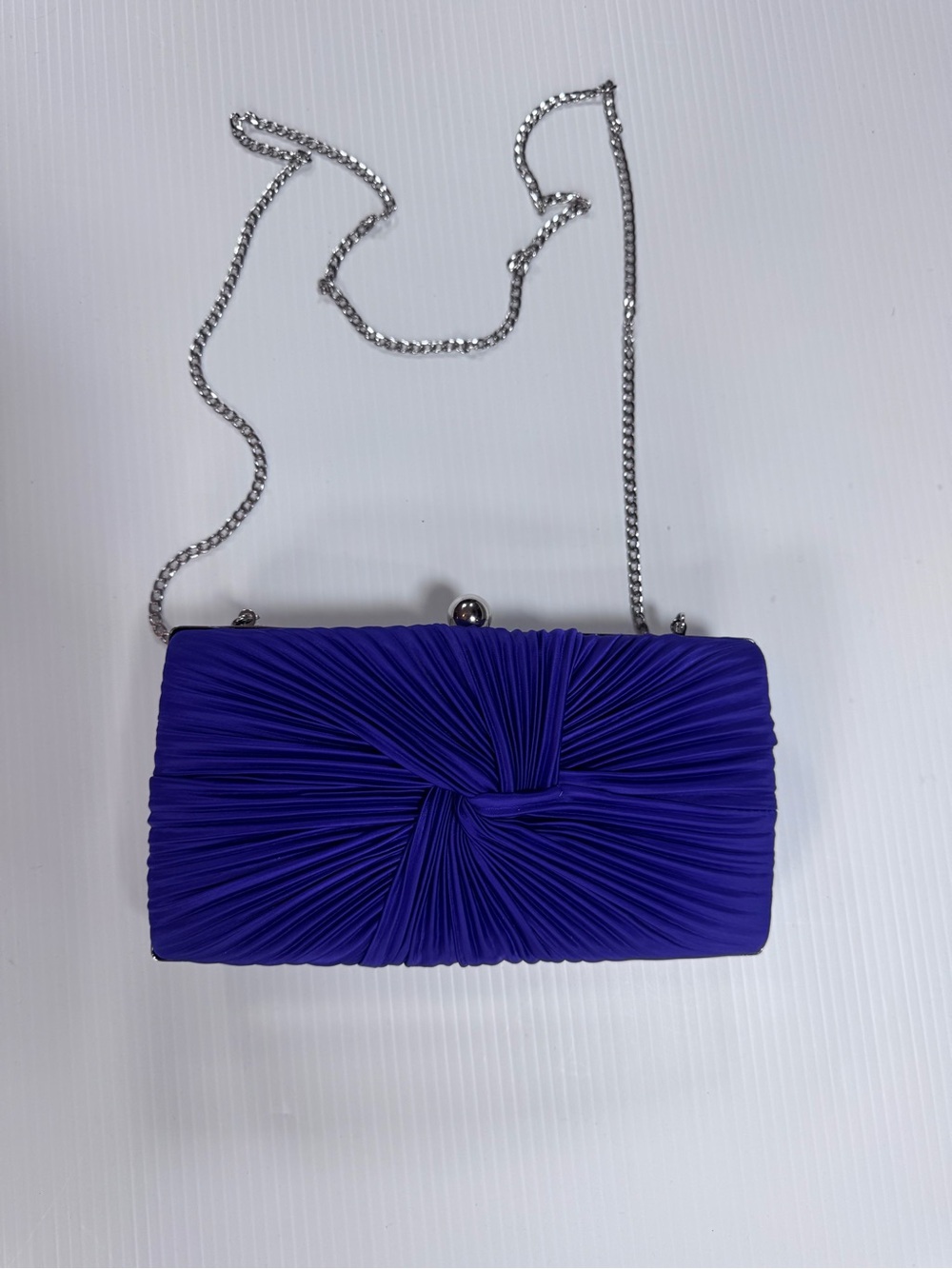 AKIRA Purple Satin Pleated Clutch Purse w/ Chain Strap | NWT - Picture 2 of 4